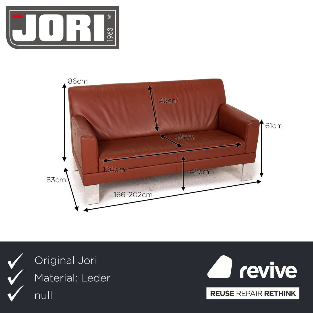 Jori Glove leather sofa set red rust red 1x three-seater 1x two-seater couch