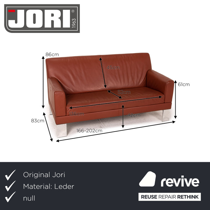 Jori Glove Leder Sofa Garnitur Rot Rostrot 1x Dreisitzer 1x Zweisitzer Couch