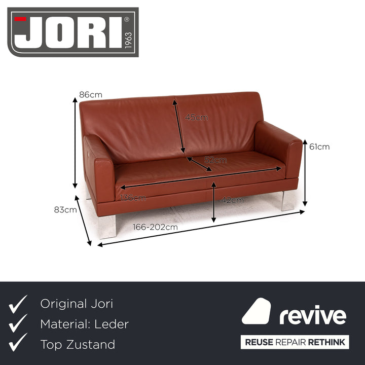 Jori Glove Leder Sofa Rot Rostrot Zweisitzer Funktion Couch