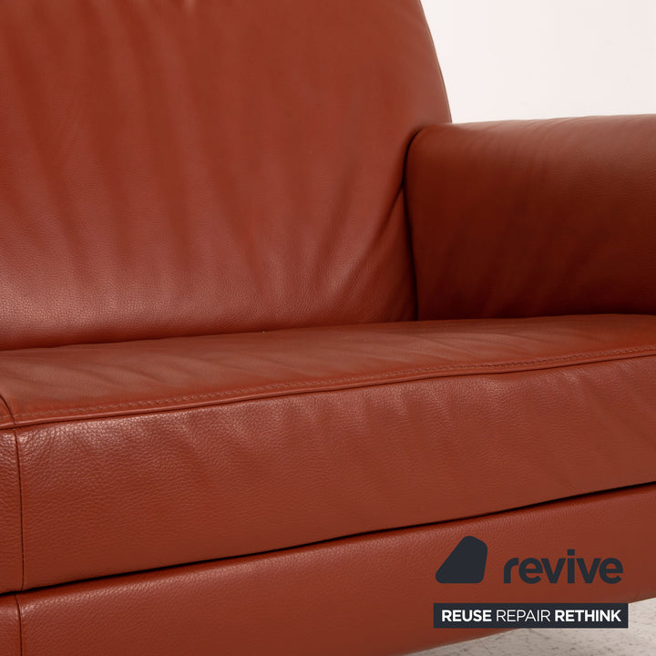 Jori Glove Leather Sofa Red Rust Two seater function couch
