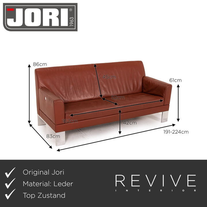 Jori Glove Leder Sofa Rot Dreisitzer Couch