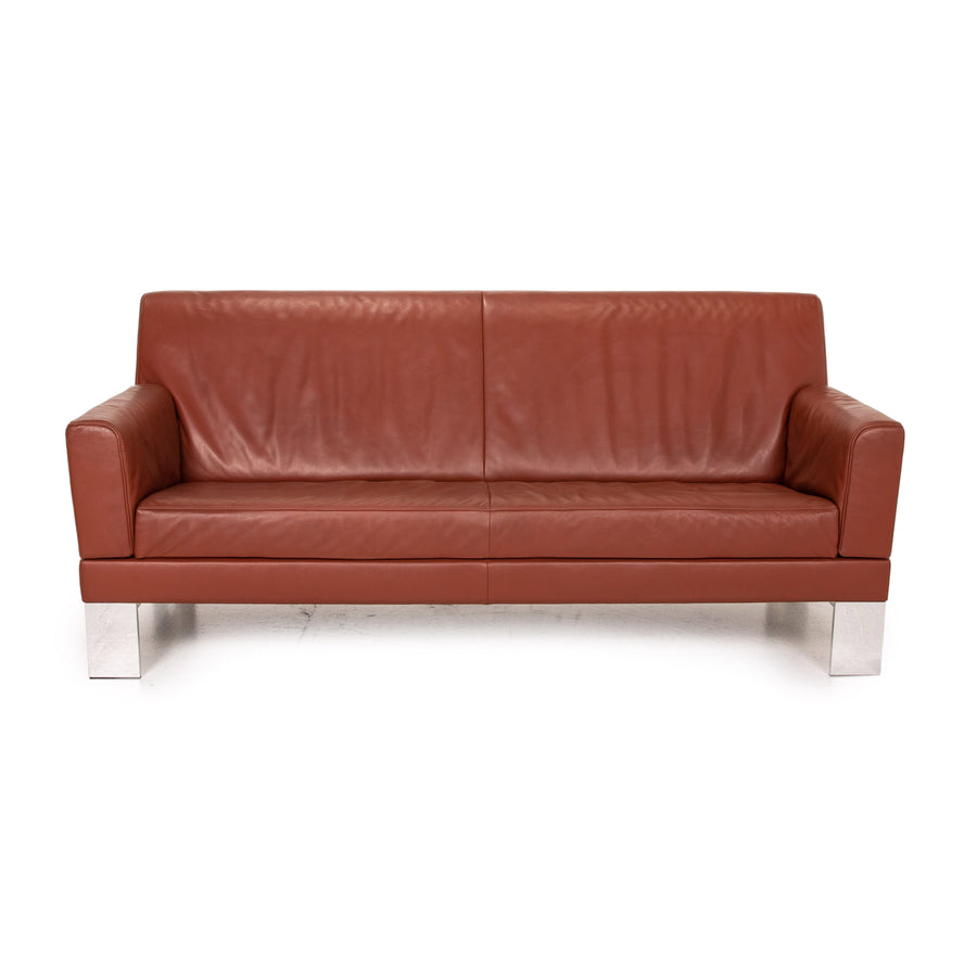 Jori Glove Leather Sofa Red Three seater couch