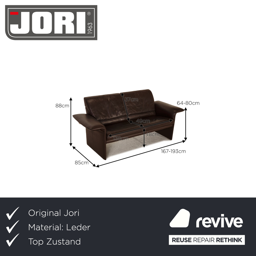 Jori JR 2750 Leder Sofa Dunkelbraun Zweisitzer Couch Funktion
