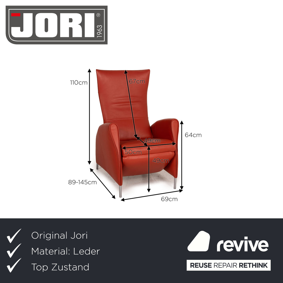 Jori JR 3490 Leather Armchair Red Recliner function