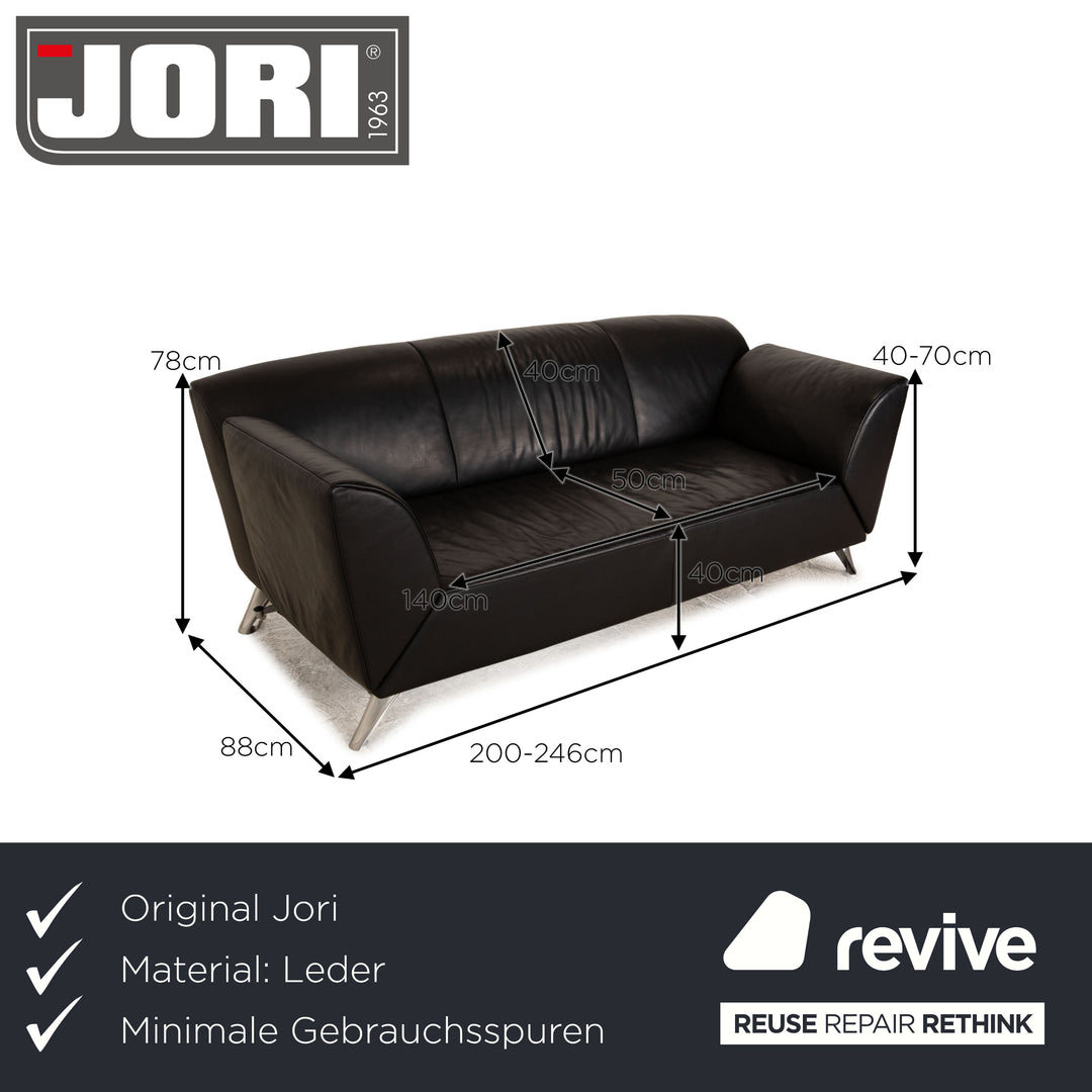 Jori JR-8100 Leder Dreisitzer Schwarz Sofa Couch manuelle Funktion