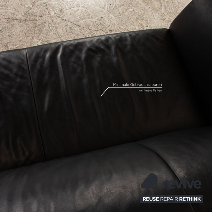Jori JR-8100 Leder Sofa Garnitur Schwarz Dreisitzer Sessel Couch manuelle Funktion