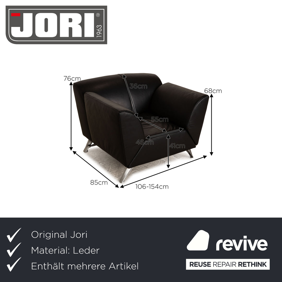 Jori JR-8100 leather sofa set black three-seater armchair couch manual function