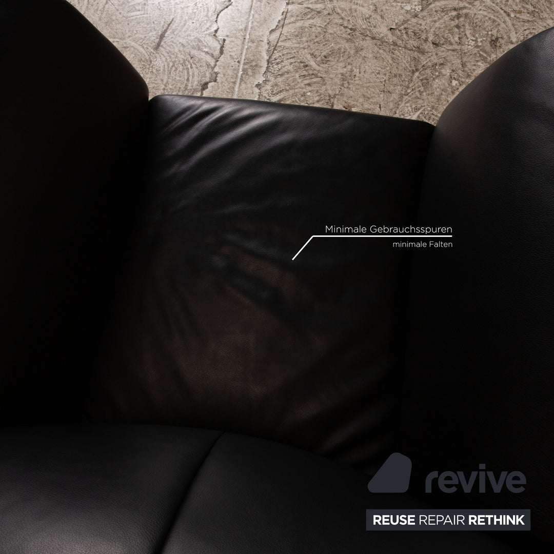 Jori JR-8100 leather sofa set black three-seater armchair couch manual function