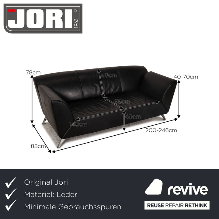 Jori JR-8100 Leather Two Seater Black Sofa Couch Function