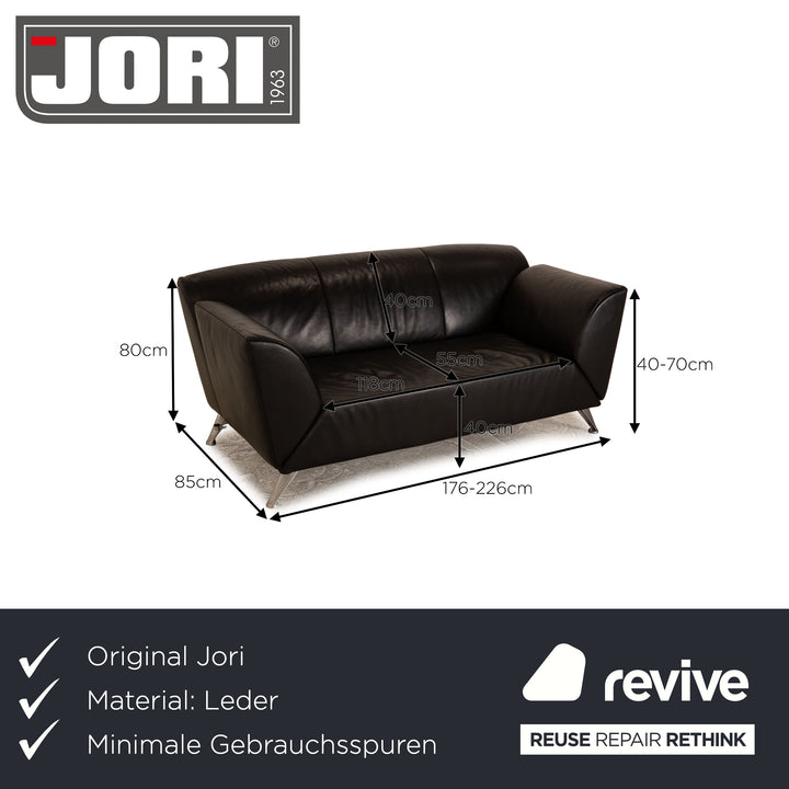 Jori JR 8100 Leather Two Seater Black Sofa Couch manual function