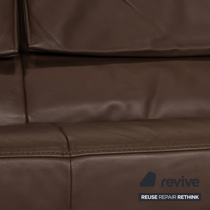 Jori JR 8750 Leder Sofa Garnitur Braun Zweisitzer Hocker Couch Funktion