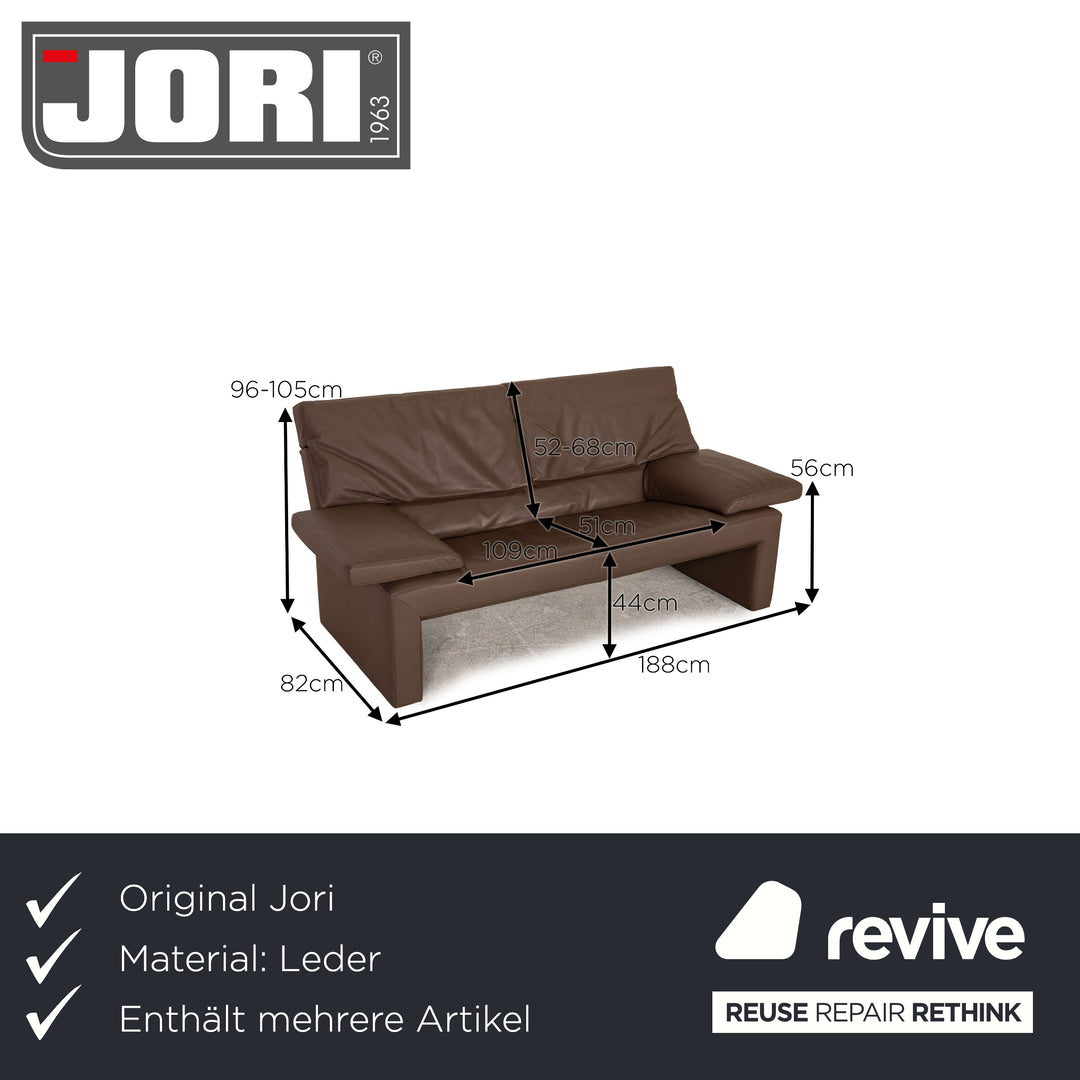 Jori JR 8750 leather sofa set brown two-seater stool couch function