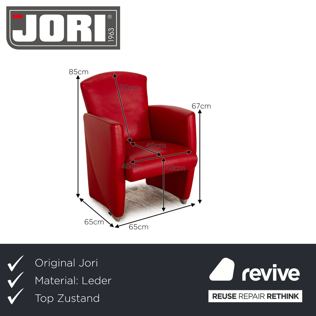 Jori leather armchair red
