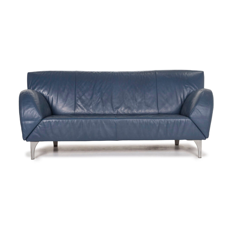Jori Leather Sofa Blue Three Seater Function Couch #12721