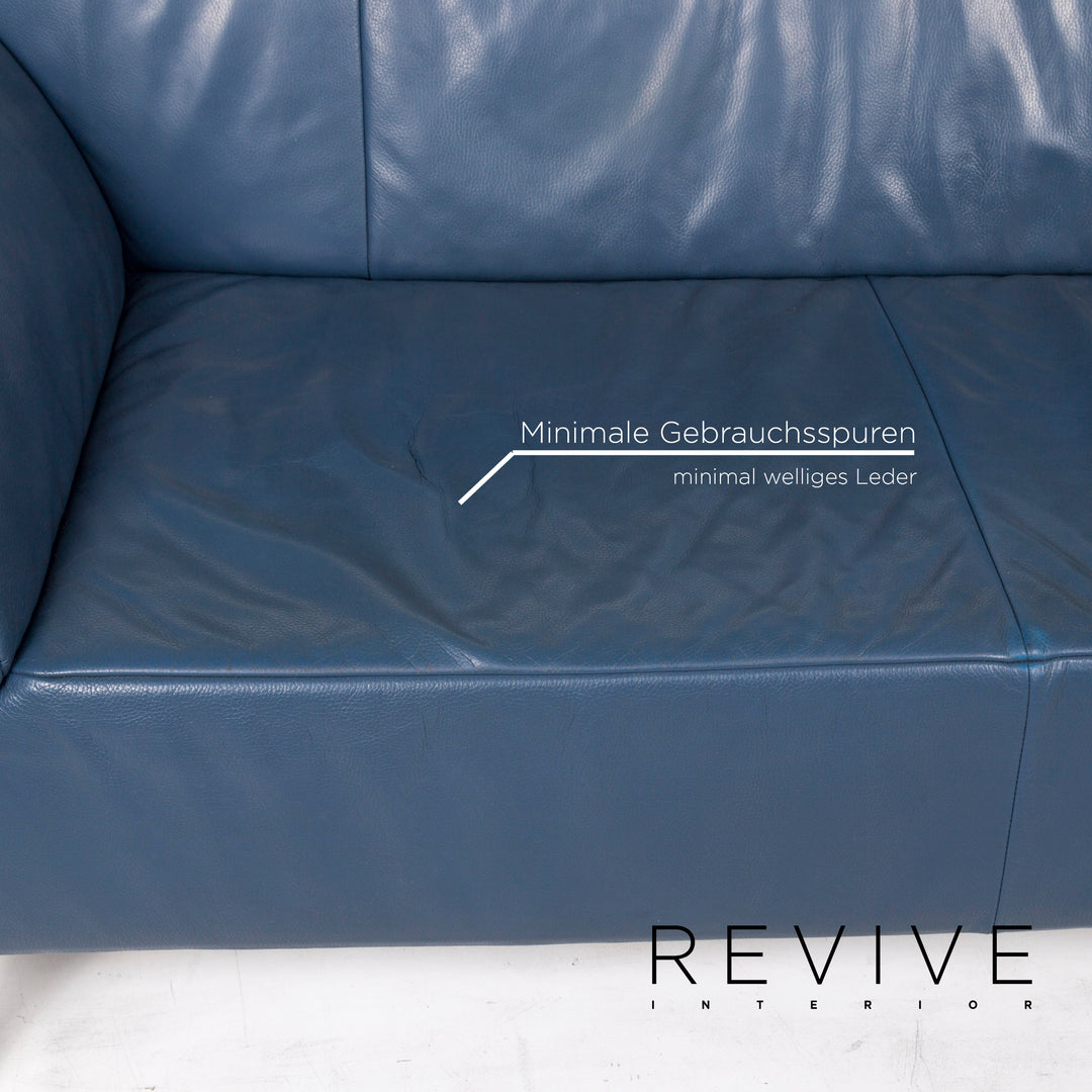 Jori Leder Sofa Blau Funktion Zweisitzer Couch #12720