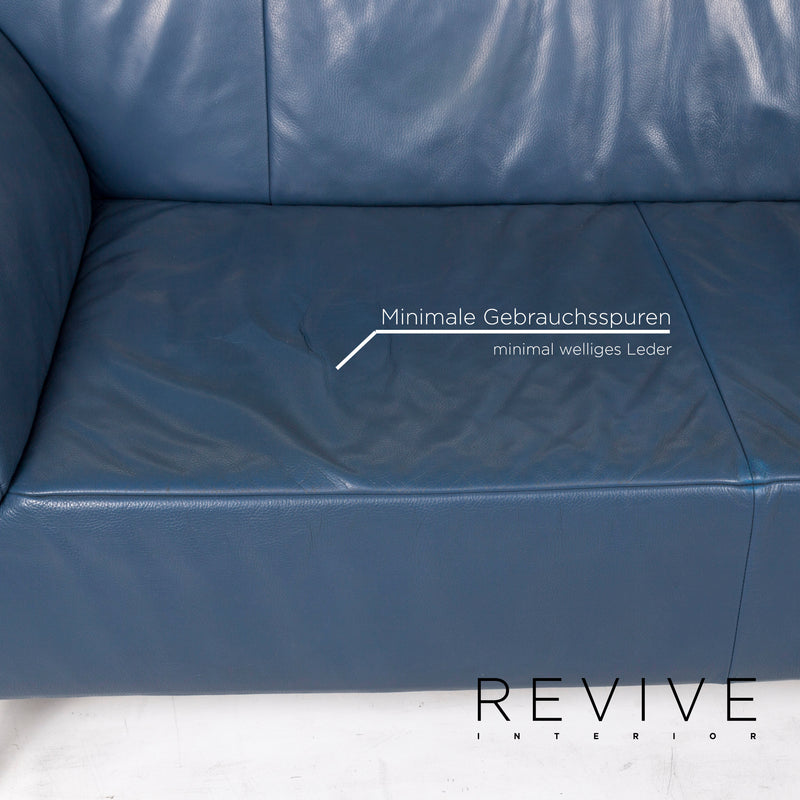 Jori Leder Sofa Blau Funktion Zweisitzer Couch 