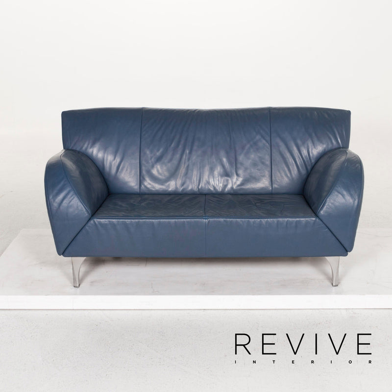 Jori Leder Sofa Blau Funktion Zweisitzer Couch 