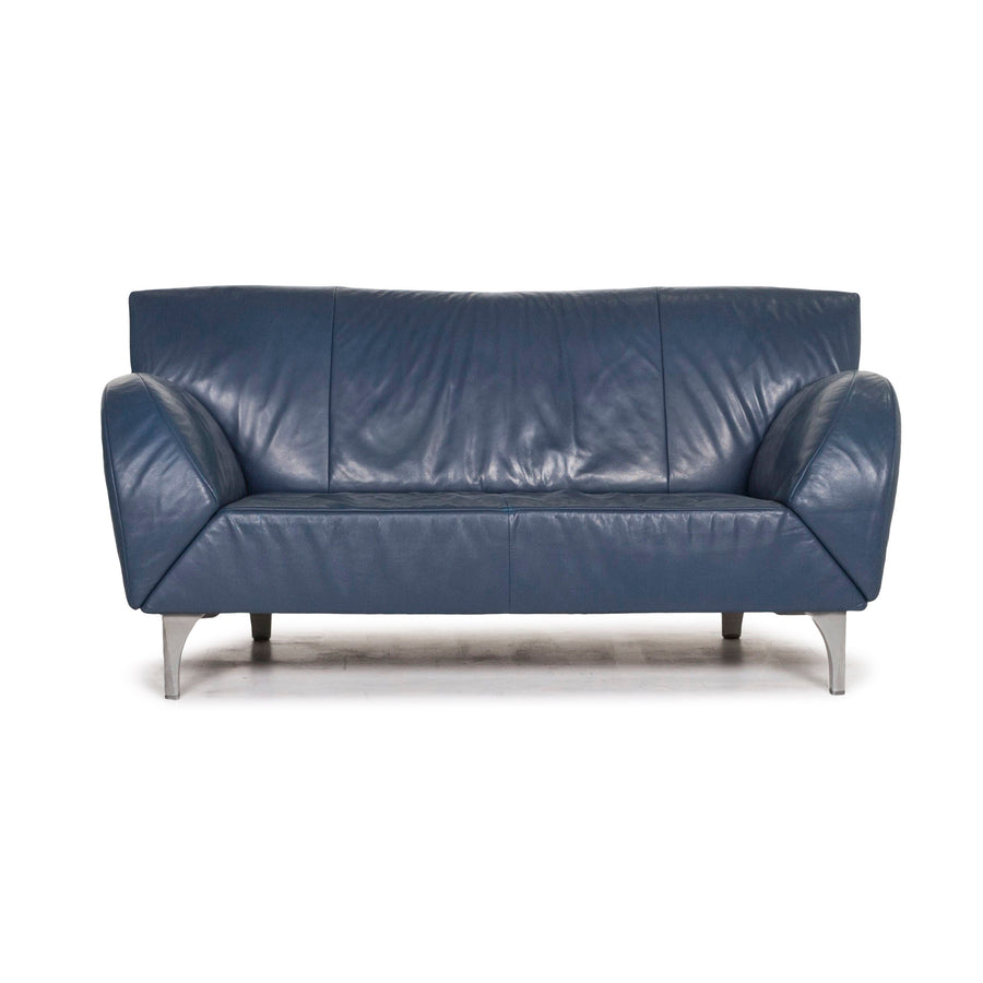 Jori Leather Sofa Blue Feature Two Seater Couch #12720