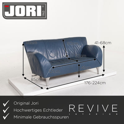 Jori Leder Sofa Blau Funktion Zweisitzer Couch #12720