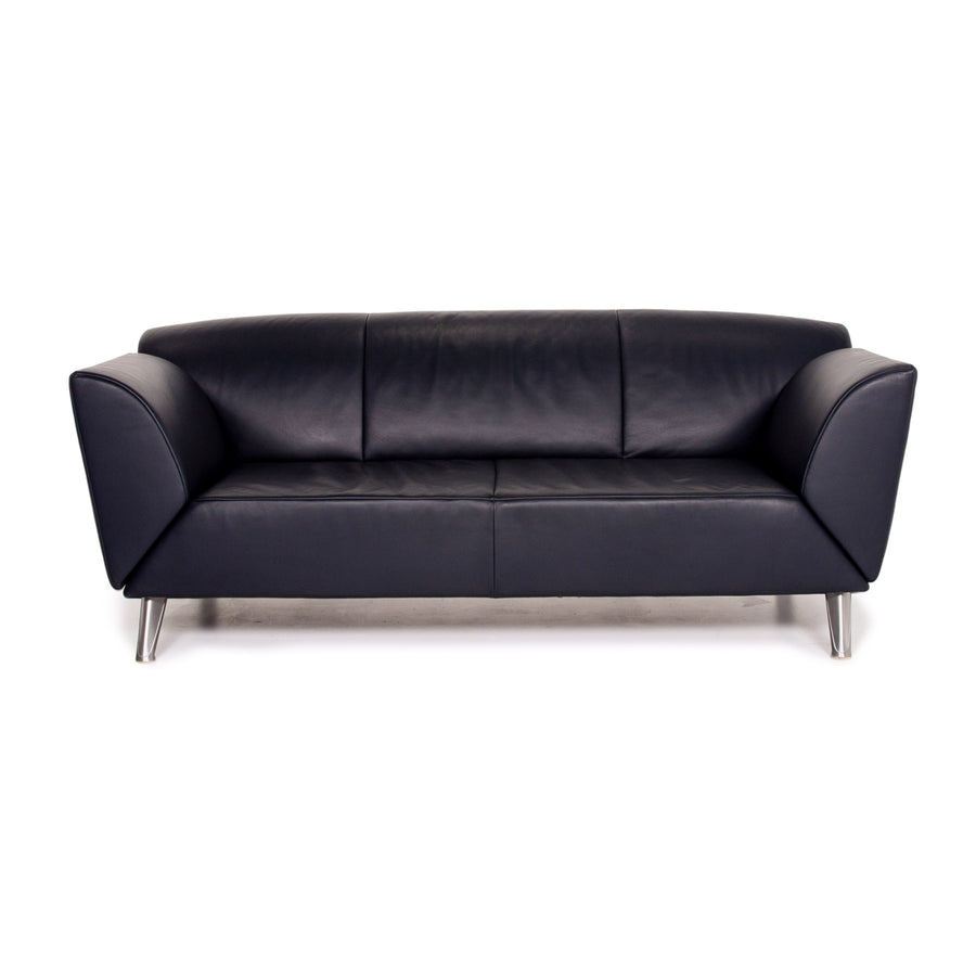 Jori JR-8100 Leder Sofa Dunkelblau Blau Dreisitzer Funktion Couch #14203