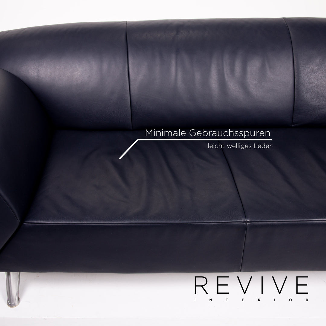 Jori JR-8100 Leather Sofa Dark Blue Blue Three Seater Function Couch #14203