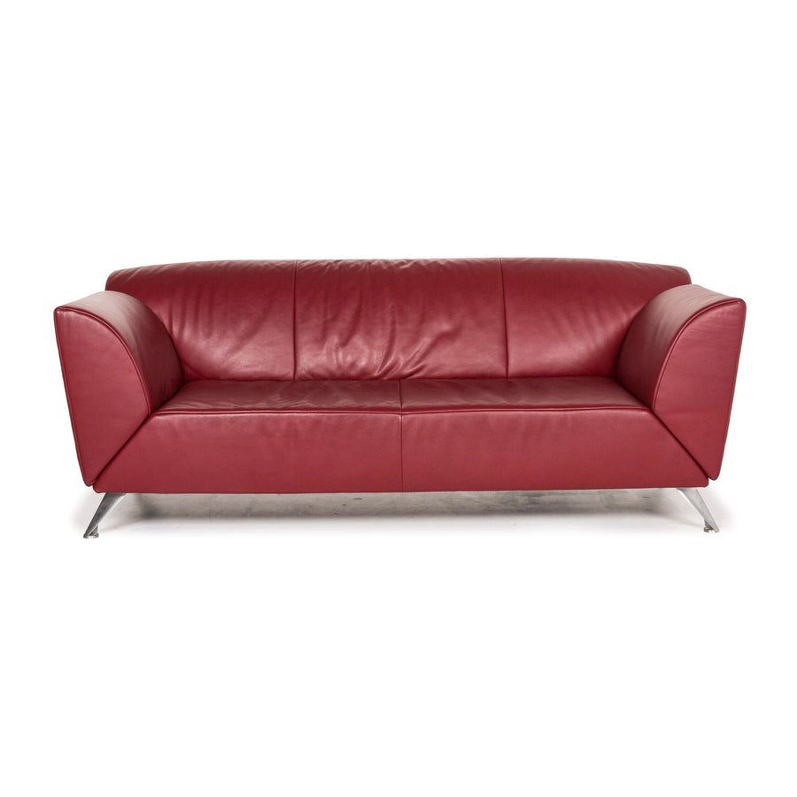Jori Leather Sofa Red Three Seater Couch Feature #12394