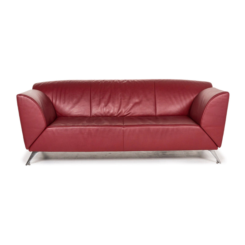 Jori Leder Sofa Rot Dreisitzer Couch Funktion 