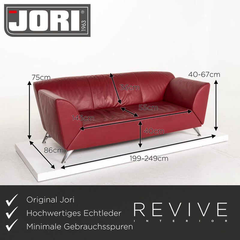 Jori Leder Sofa Rot Dreisitzer Couch Funktion 