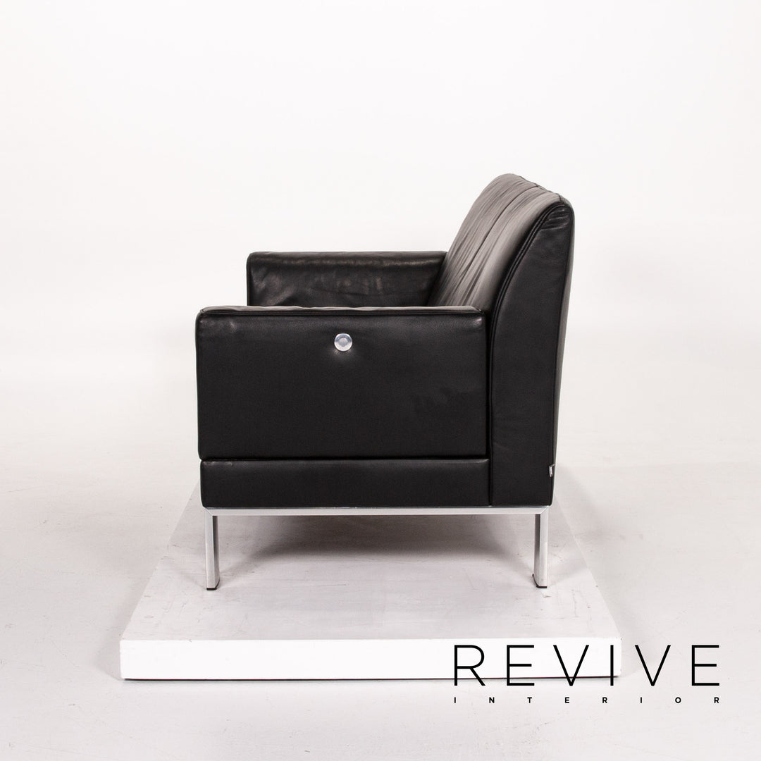 Jori Leder Sofa Schwarz Zweisitzer Couch #13742