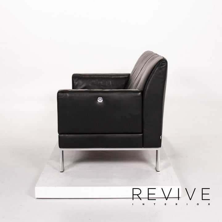 Jori Leder Sofa Schwarz Zweisitzer Couch #13742