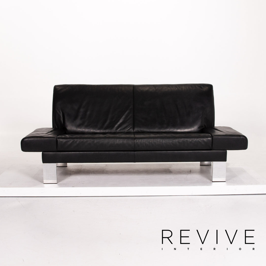 Jori Leder Sofa Schwarz Zweisitzer Couch #13742