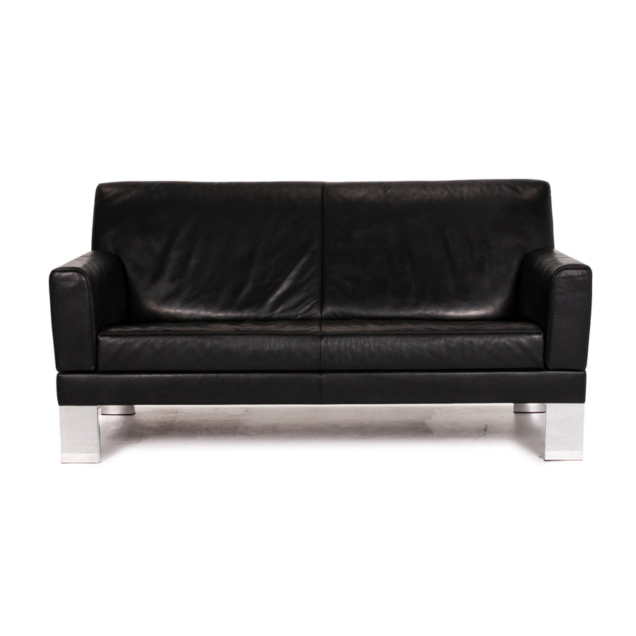 Jori Leder Sofa Schwarz Zweisitzer Couch #13742
