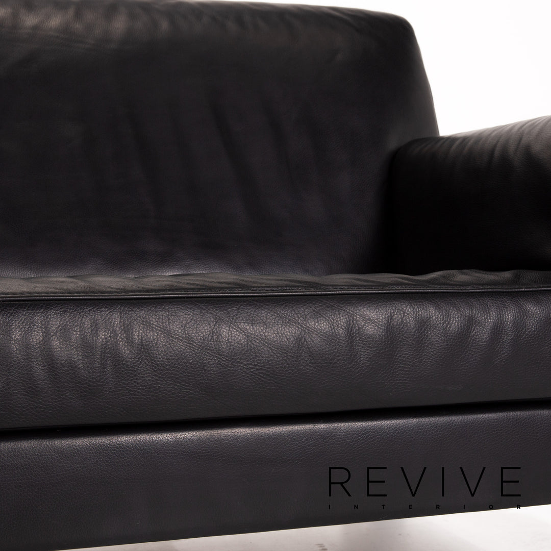 Jori Leder Sofa Schwarz Zweisitzer Couch #13742