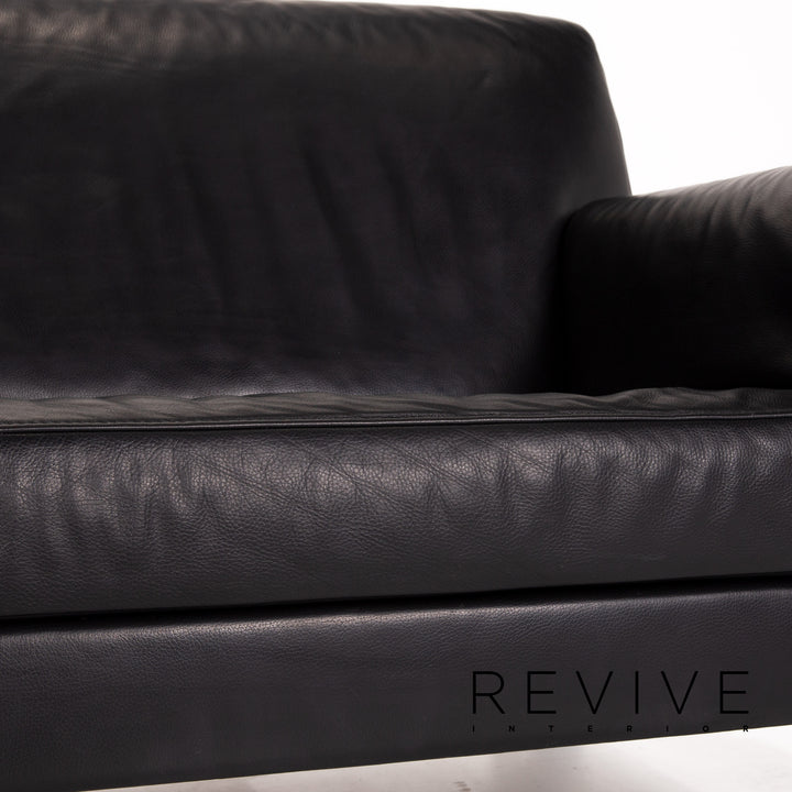 Jori Leder Sofa Schwarz Zweisitzer Couch #13742