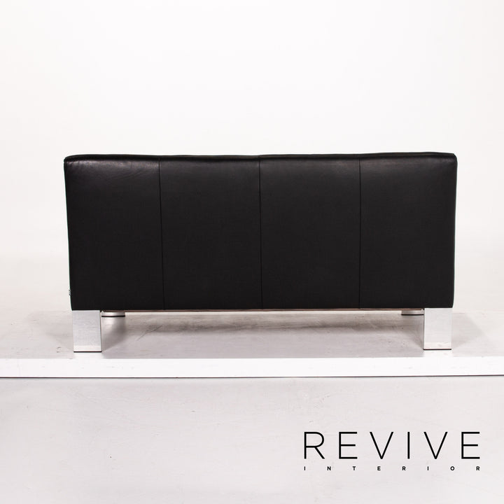 Jori Leder Sofa Schwarz Zweisitzer Couch #13742