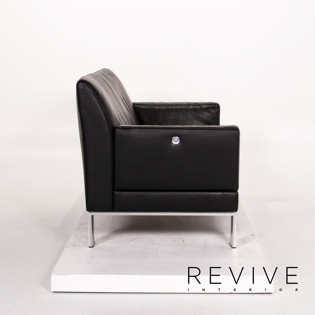 Jori Leder Sofa Schwarz Zweisitzer Couch #13742
