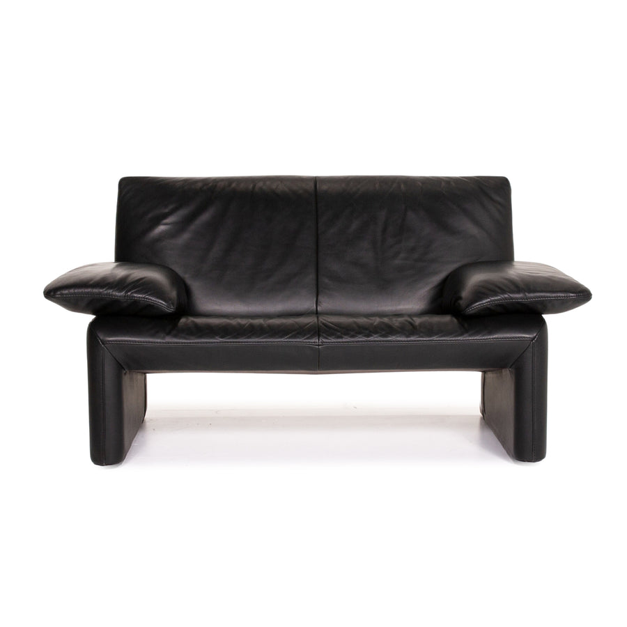 Jori Leather Sofa Black Two Seater Couch #14283