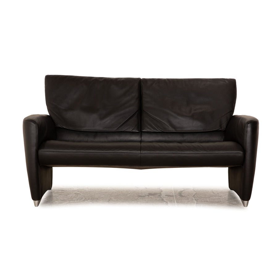 Jori Leder Zweisitzer Schwarz Sofa Couch manuelle Funktion