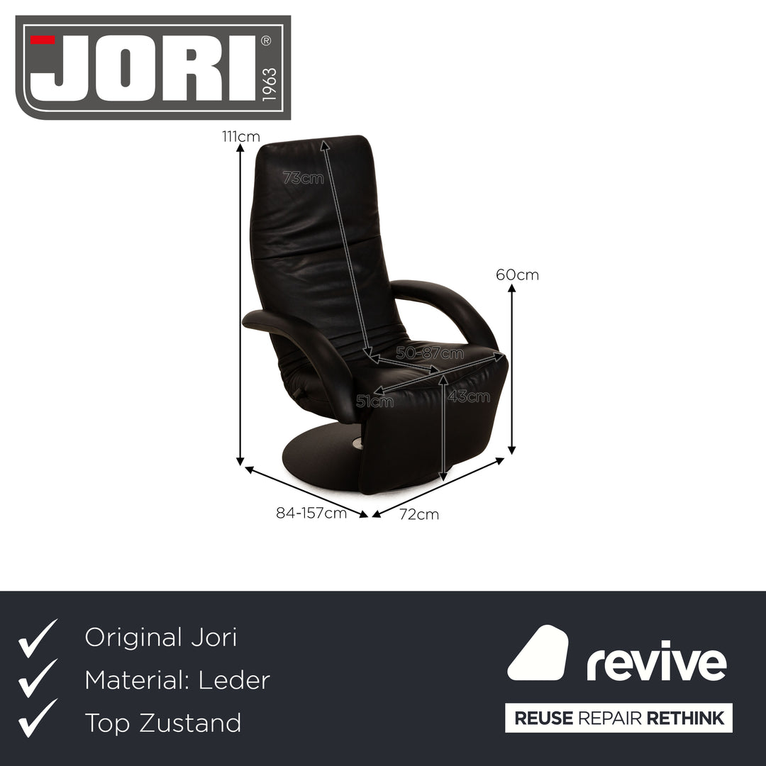 Jori Relax Low JR-7360 Leather Armchair Black Relax armchair manual function