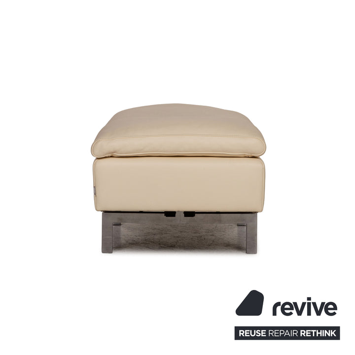 Jori Shiva Leder Sofa Garnitur Creme Ecksofa Hocker Funktion