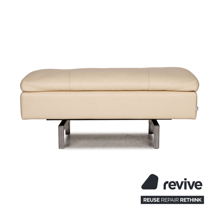 Jori Shiva Leder Sofa Garnitur Creme Ecksofa Hocker Funktion