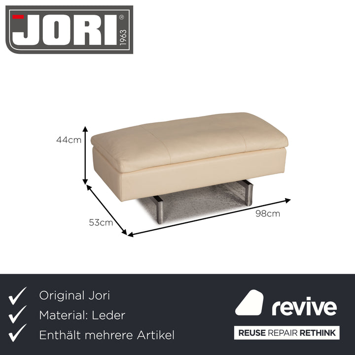 Jori Shiva Leder Sofa Garnitur Creme Ecksofa Hocker Funktion