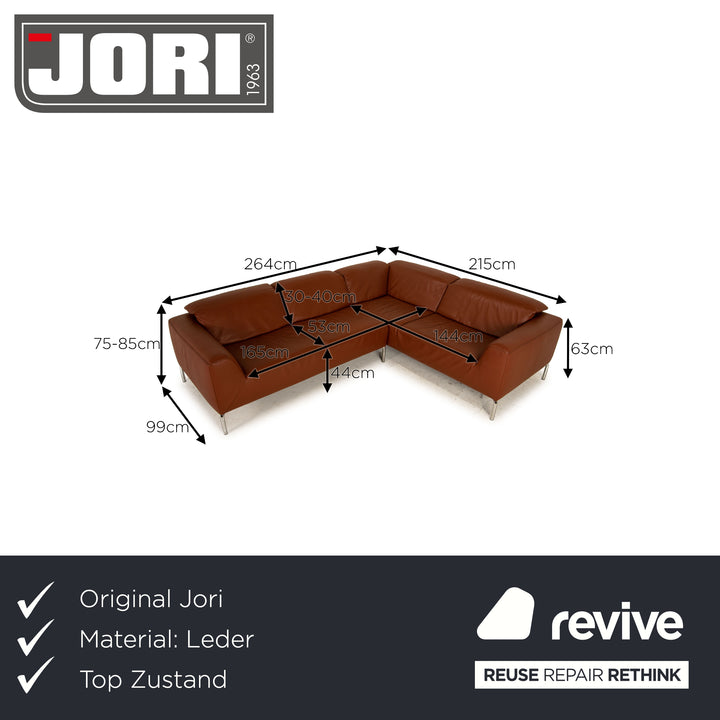 Jori Sienna leather corner sofa brown sofa couch function recamier right