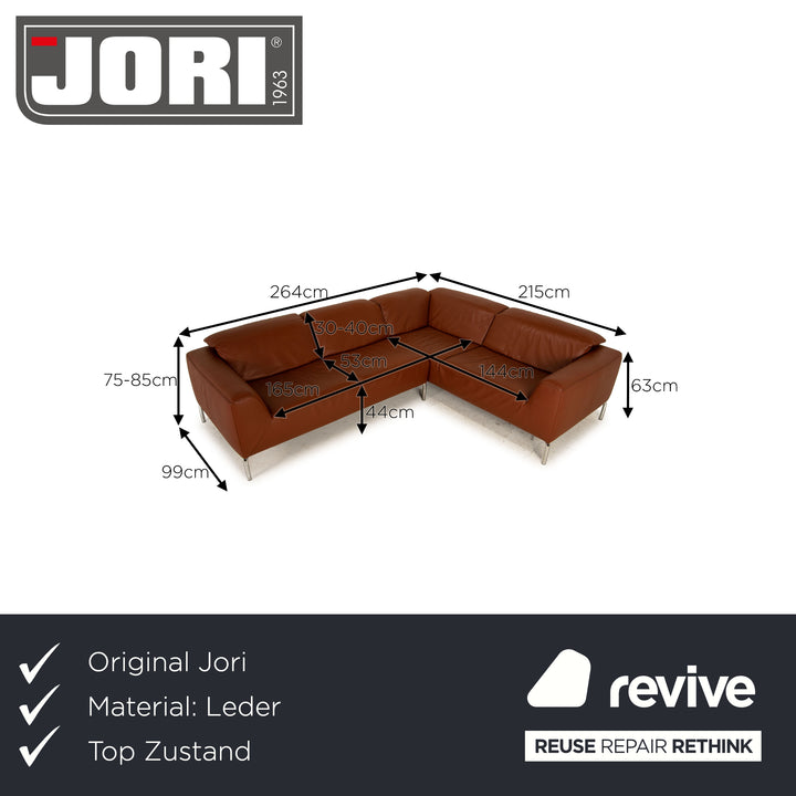 Jori Sienna Leder Ecksofa Braun Sofa Couch Funktion Recamiere rechts