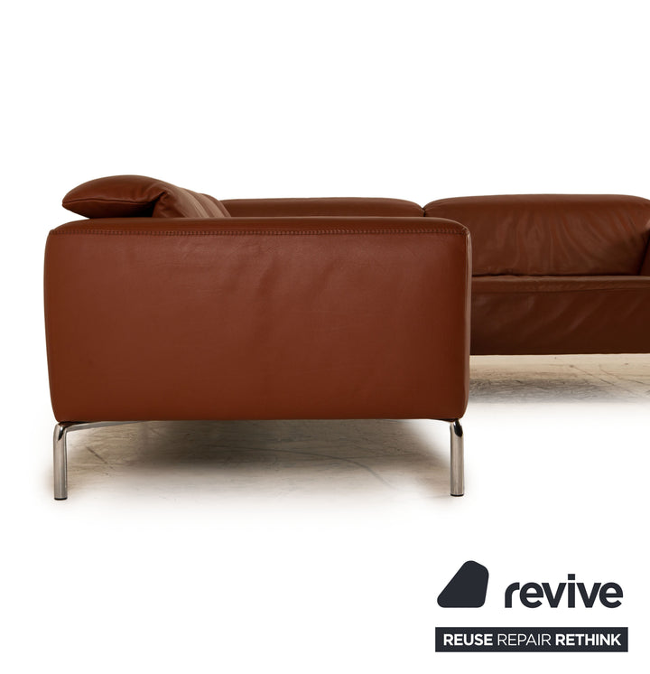 Jori Sienna Leder Ecksofa Braun Sofa Couch Funktion Recamiere rechts