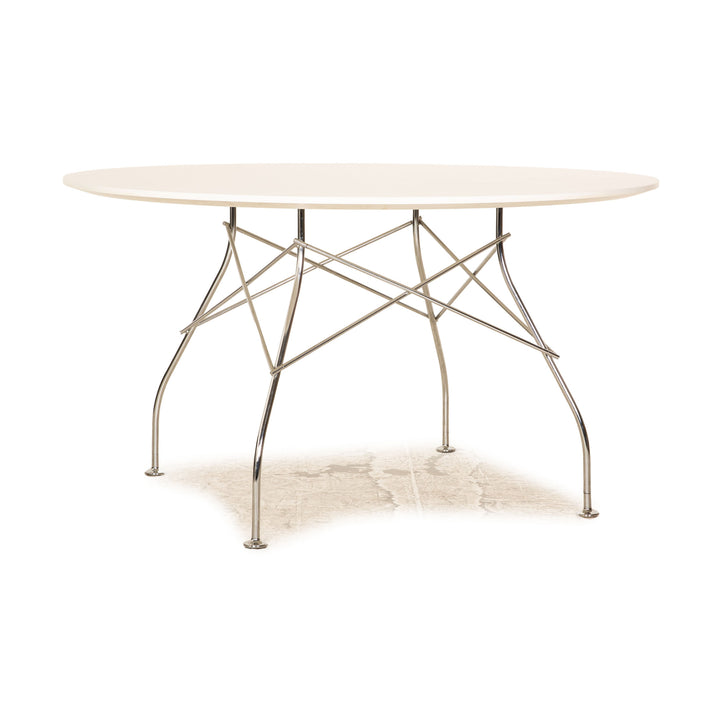 Kartell Glossy Wood Dining Table White Metal 129 x 129 cm