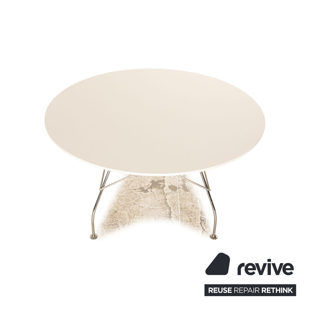 Kartell Glossy Wood Dining Table White Metal 129 x 129 cm