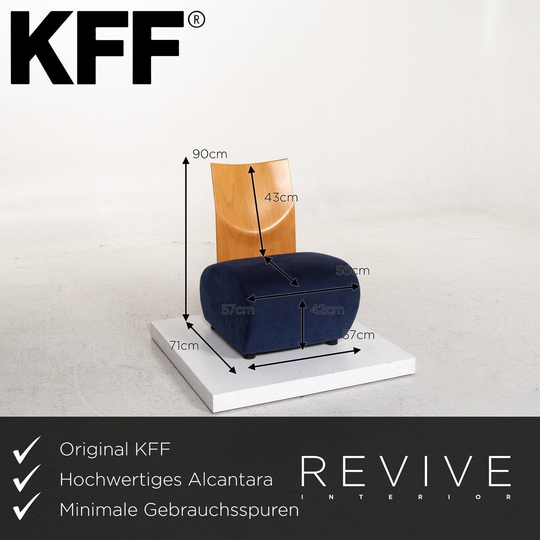 KFF Alcantara Fabric Wood Armchair Blue #13672