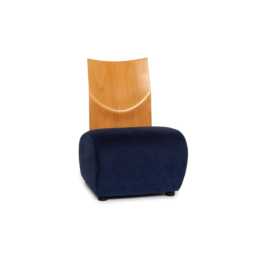 KFF Alcantara Fabric Wood Armchair Blue #13672