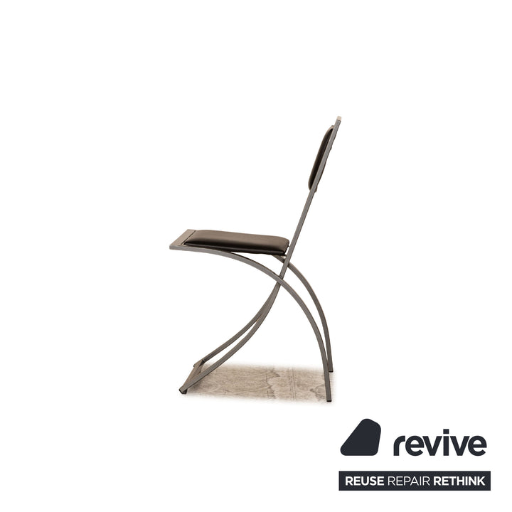 KFF Cosnius &amp; Sinus leather chair set black gray 4x metal